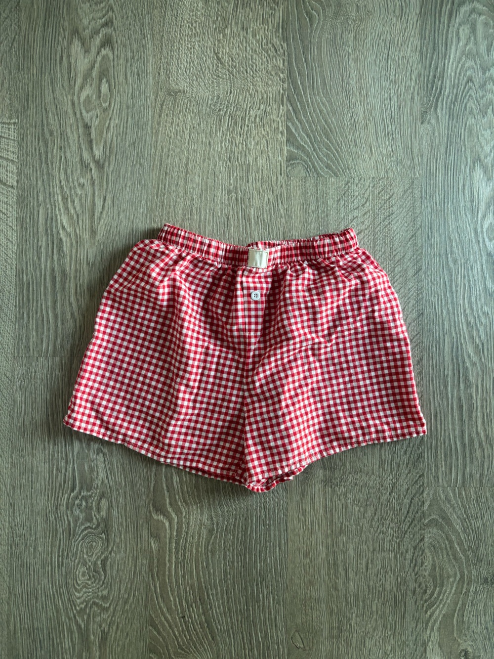Red Gingham Women's Elastic Waist Shorts